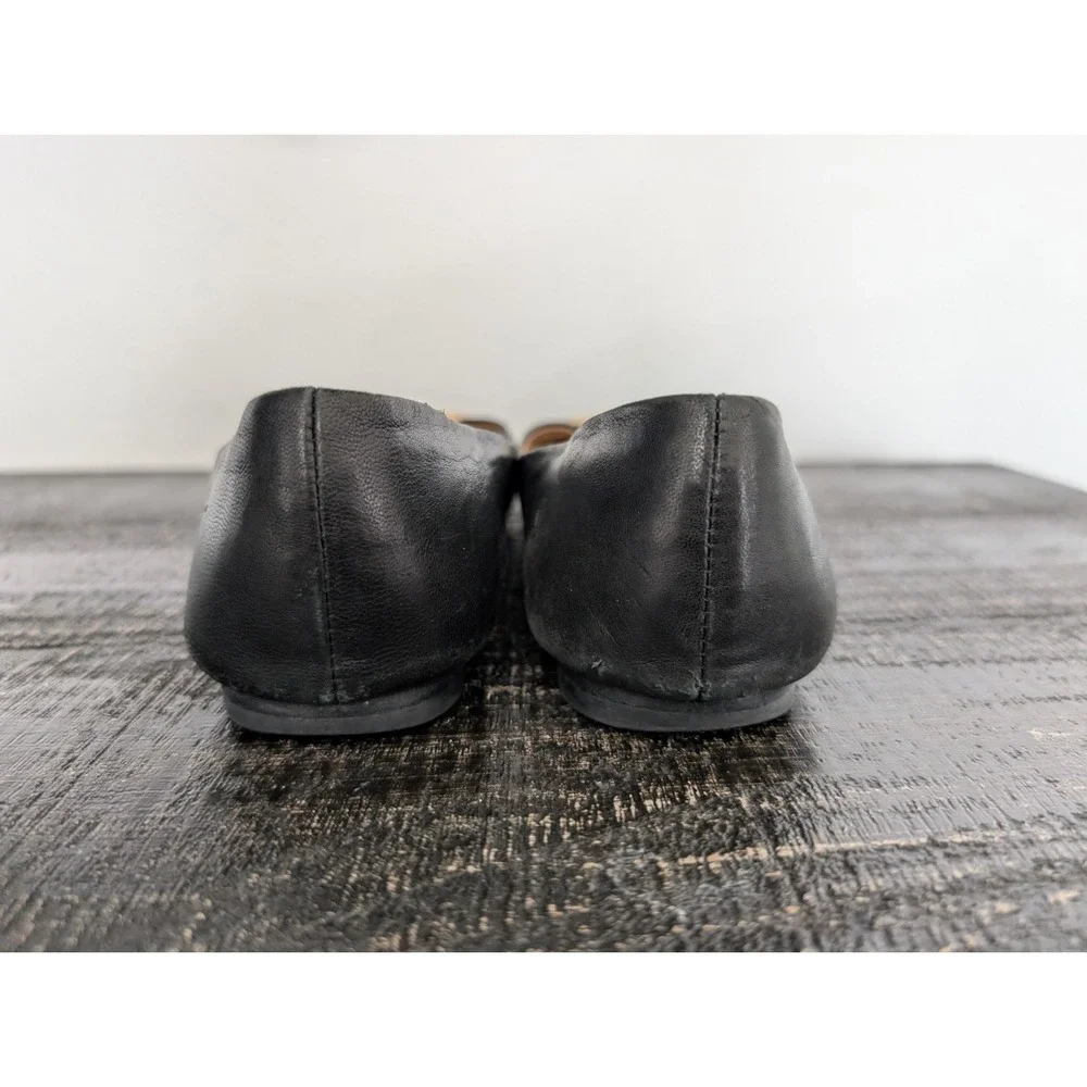 Tory Burch Chelsea Cap Toe Ballet Flats Black‎ Patent Leather Size 7 Gold Logo